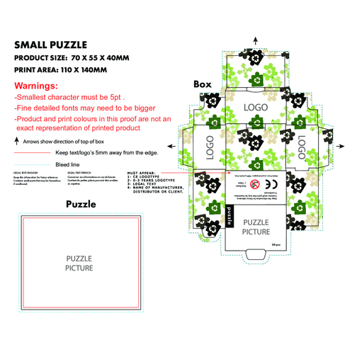 Puzzle Box Klein - Recycelt , Green&Good, weiss, recycelte Pappe, 7,00cm x 5,50cm x 4,00cm (Länge x Höhe x Breite), Bild 3
