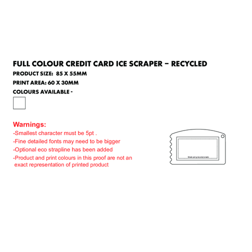 Eiskratzer Kreditkarte - Recycelt , Green&Good, weiß, recycelter Kunststoff, 8,50cm x 0,30cm x 5,50cm (Länge x Höhe x Breite), Bild 3