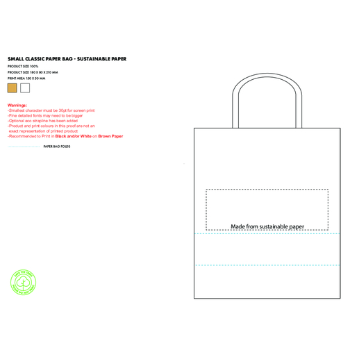 Kleine Papiertasche Klassik - Nachhaltig , Green&Good, braun, nachhaltiges Papier, 8,00cm x 21,00cm x 18,00cm (Länge x Höhe x Breite), Bild 2