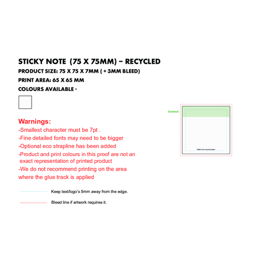 Haftnotizblock 75x75mm - Recycelt , Green&Good, weiss, recyceltes Papier, 0,70cm x 7,50cm x 7,50cm (Länge x Höhe x Breite), Bild 2