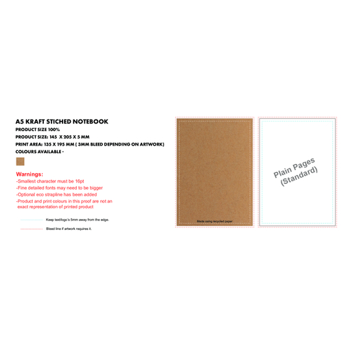 A5 Kraft Paper Singer Notebook - Recycled, Obraz 3
