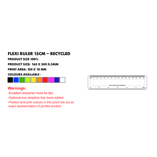 Recyclinglineal Flexi 15cm   - Recycelt , Green&Good, orange, recycelter Kunststoff, 16,20cm x 0,05cm x 3,80cm (Länge x Höhe x Breite), Bild 2