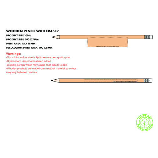Bleistift Ohne Radiergummi  - Aus Zertifizierter Forstwirtschaft , Green&Good, natur, Lindenholz, 17,50cm (Länge), Bild 2