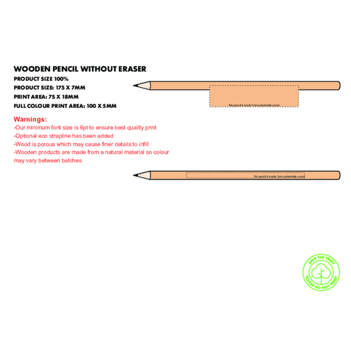 Bleistift Mit Radiergummi  - Aus Zertifizierter Forstwirtschaft , Green&Good, natur, Lindenholz, 19,00cm (Länge), Bild 2