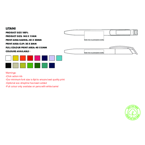 Litani Kugelschreiber - Recycelt , Green&Good, rot, recycelter Kunststoff, 14,80cm (Länge), Bild 4