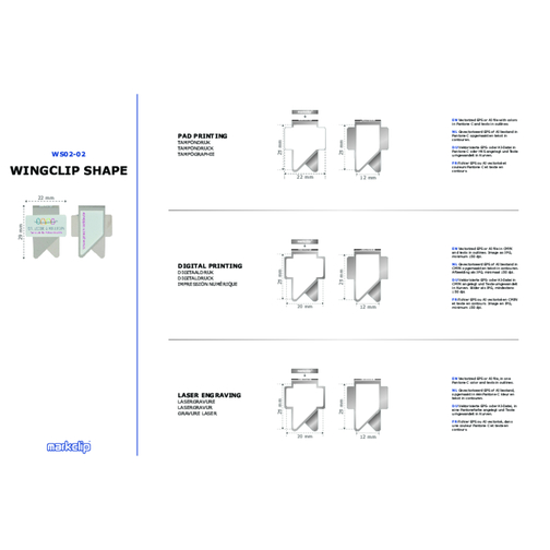 Büroklammer Wingclip Double Sided Shape 2 , silber, Rostfrei Federbandstahl, 2,90cm x 2,10cm (Länge x Breite), Bild 4