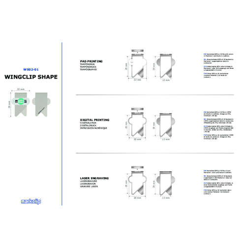 Trombone Wingclip Double Sided Shape 1, Image 3