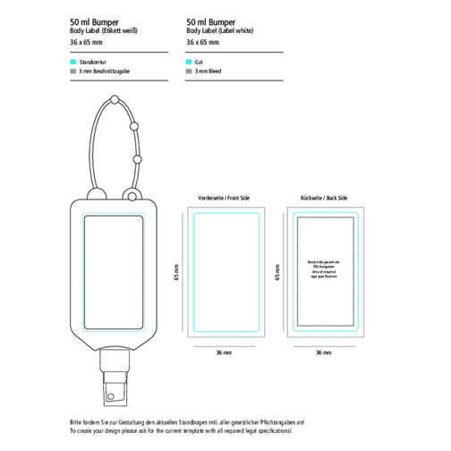 Detergente per smartphone e ambienti di lavoro, 50 ml Bumper frost, etichetta corpo (R-PET), Immagine 6
