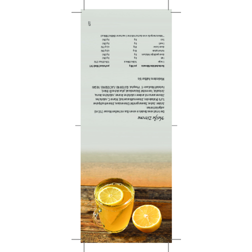 Klappkärtchen Heisse Zitrone , gelb, Papier, Folie, Instantpulver, 7,80cm x 10,50cm (Länge x Breite), Bild 3