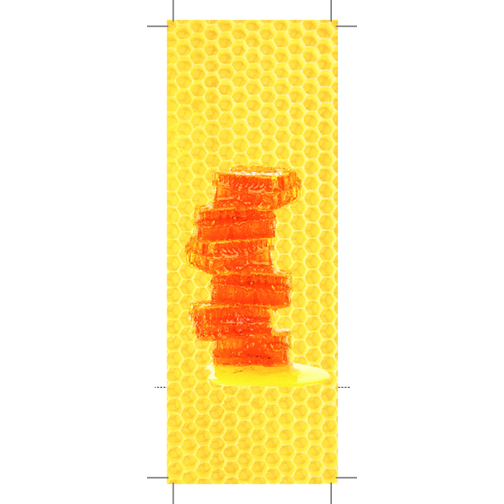 Honig-Präsent , gelb, Folie, Honig, Holz, Papier, 7,00cm x 16,00cm x 4,50cm (Länge x Höhe x Breite), Bild 3
