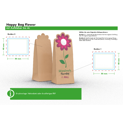 Flower Bag 'Internationaler Frauentag' , beige, Papier, 4,00cm x 20,00cm x 7,00cm (Länge x Höhe x Breite), Bild 3