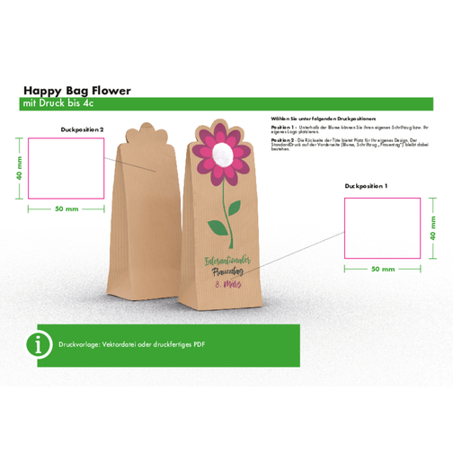 Flower Bag 'Danke' , beige, Papier, 4,00cm x 20,00cm x 7,00cm (Länge x Höhe x Breite), Bild 2