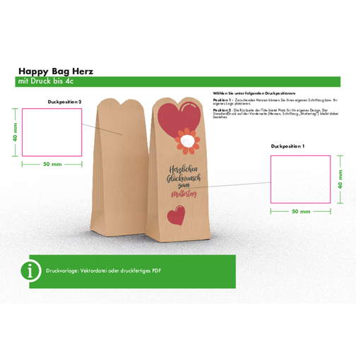 Happy Bag Merci , beige, Papier, 4,00cm x 20,00cm x 7,00cm (Länge x Höhe x Breite), Bild 2