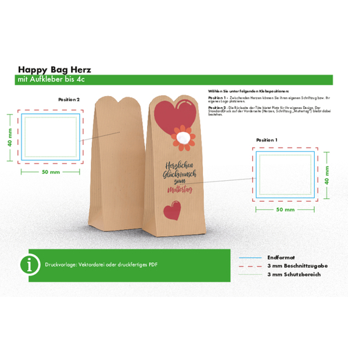 Happy Bag Merci , beige, Papier, 4,00cm x 20,00cm x 7,00cm (Länge x Höhe x Breite), Bild 3