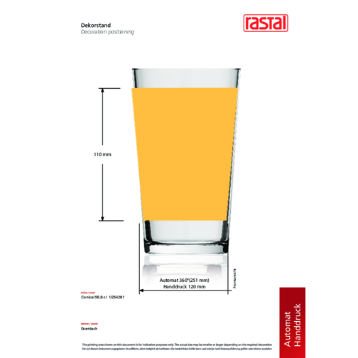 Conical Becher 56,8 Cl , Rastal, Glas, 15,40cm (Höhe), Bild 2