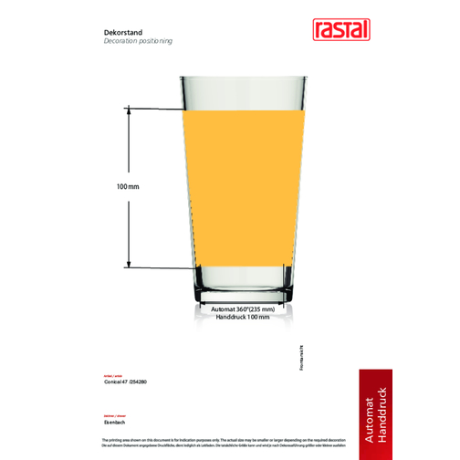 Conical Becher 47 Cl , Rastal, Glas, 14,60cm (Höhe), Bild 2
