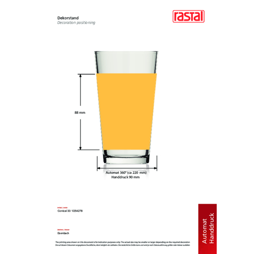 Conical Becher 33 Cl , Rastal, Glas, 13,20cm (Höhe), Bild 2