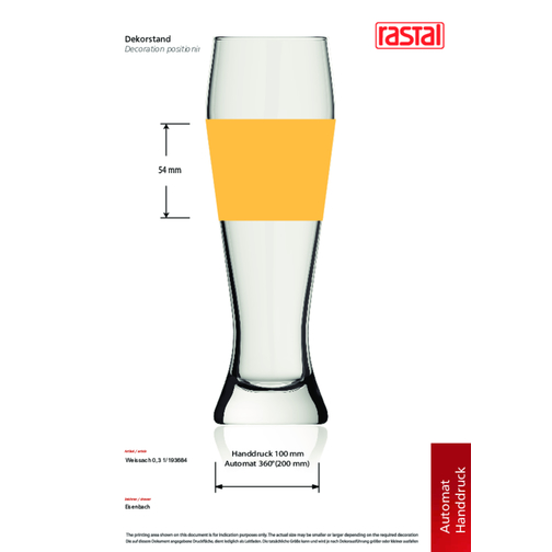 Weissach 0,3 L , Rastal, Glas, 20,90cm (Höhe), Bild 2