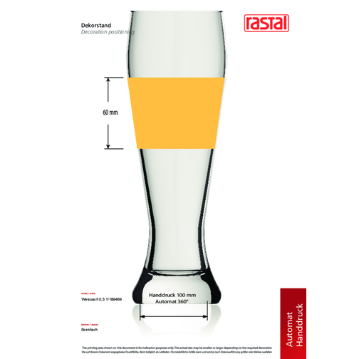 Weissach 0,5 L , Rastal, Glas, 24,30cm (Höhe), Bild 2