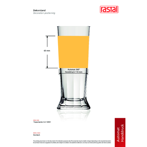 Trapez 0,3 L , Rastal, Glas, 18,60cm (Höhe), Bild 2
