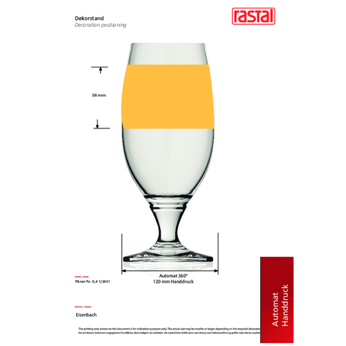 Pilsener Pokal 0,4 L , Rastal, Glas, 18,80cm (Höhe), Bild 2