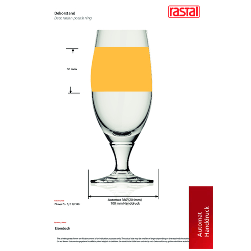Pilsener Pokal 0,2 L , Rastal, Glas, 16,30cm (Höhe), Bild 2