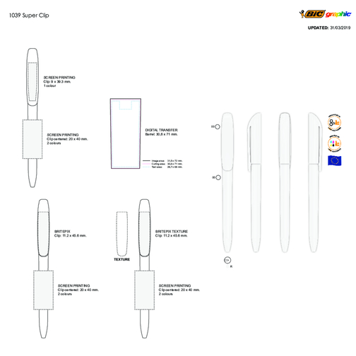 BIC® Super Clip Kugelschreiber Siebdruck , BiC, transparentes rosa, Kunststoff, 14,40cm x 1,20cm (Länge x Breite), Bild 5