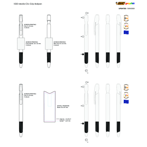 BIC® Media Clic Grip Kugelschreiber , BiC, weiß/gelb, Kunststoff, 14,70cm x 1,30cm (Länge x Breite), Bild 5