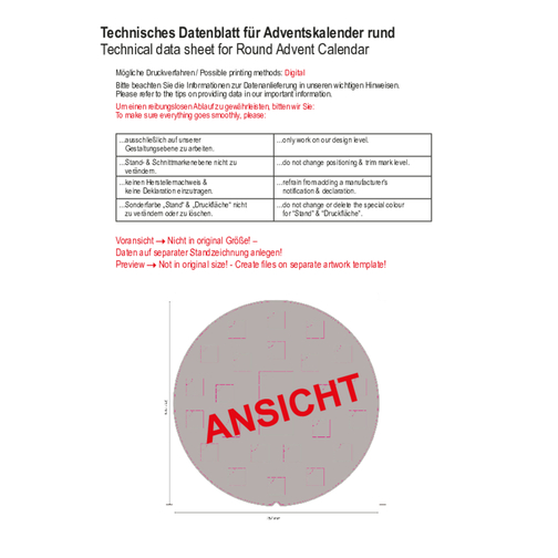 Adventskalender Rund Lindt , Lindt, Deckblatt, weiße Kartonage, 2,20cm (Höhe), Bild 3