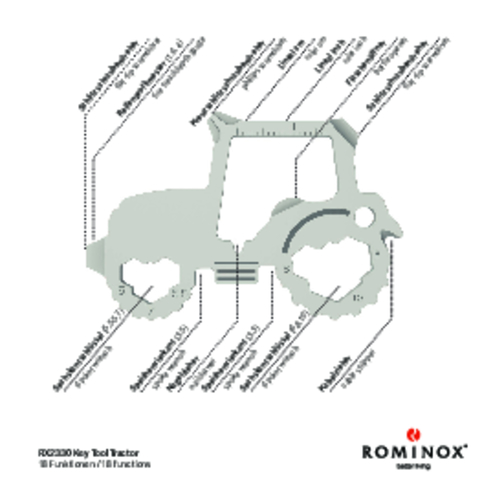 ROMINOX® Key Tool // Tractor - 18 Functions (Traktor) , Edelstahl, 6,10cm x 0,23cm x 4,00cm (Länge x Höhe x Breite), Bild 10