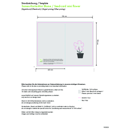 Samen-Karte-Mini Blume - Vergissmeinnicht , Saatgut, Papier, 6,30cm x 9,80cm (Länge x Breite), Bild 4