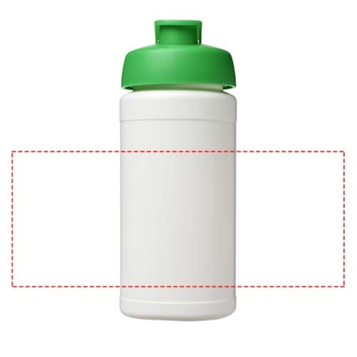 Baseline 500 Ml Recycelte Sportflasche Mit Klappdeckel , weiss / grün, 85% Recycelter HDPE Kunststoff, 15% PP Kunststoff, 18,50cm (Höhe), Bild 5