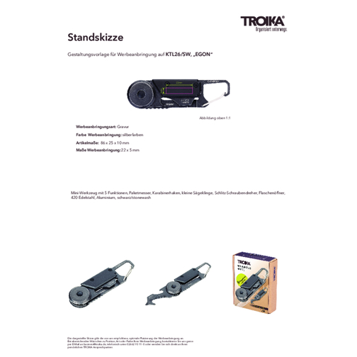TROIKA Mini-Werkzeug EGON , Troika, schwarz, stonewash, 420 Edelstahl, Aluminium, 8,60cm x 1,00cm x 2,50cm (Länge x Höhe x Breite), Bild 6