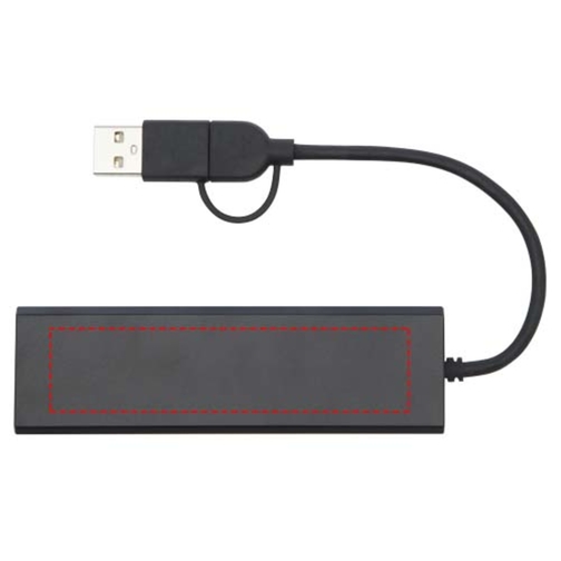 Rise USB 2.0 Hub Aus Recyceltem RCS Aluminium , schwarz, Recycled Aluminium, 10,00cm x 1,20cm x 3,00cm (Länge x Höhe x Breite), Bild 10