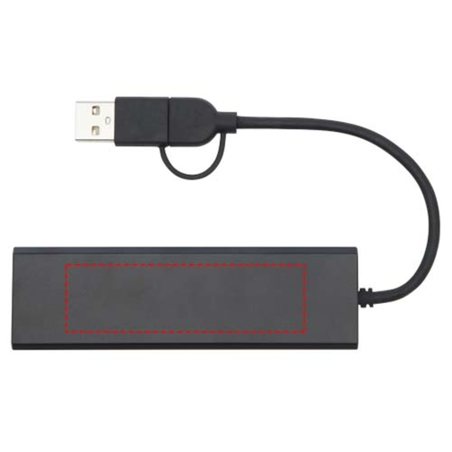 Rise USB 2.0 Hub Aus Recyceltem RCS Aluminium , schwarz, Recycled Aluminium, 10,00cm x 1,20cm x 3,00cm (Länge x Höhe x Breite), Bild 11