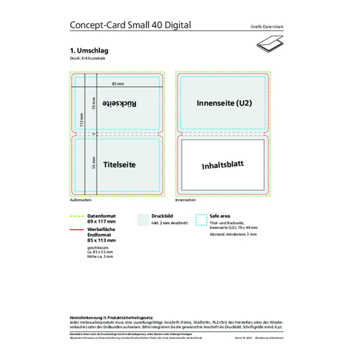 Faltplan Concept-Card Small , hellgrau, 8,50cm x 5,50cm (Länge x Breite), Bild 3