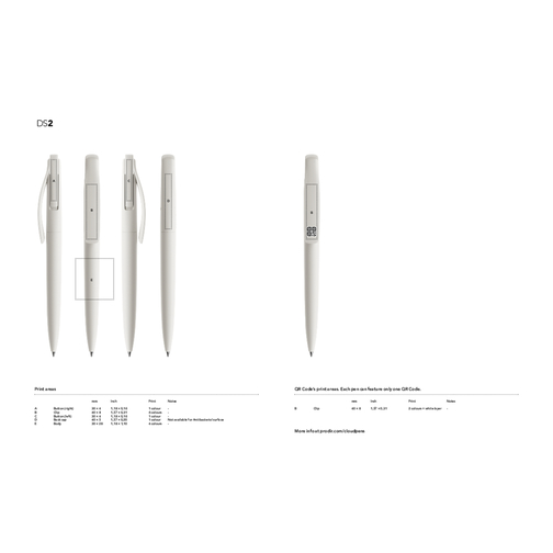 Prodir DS2 PPP Push Kugelschreiber , Prodir, pistatien / weiß, Kunststoff, 14,80cm x 1,70cm (Länge x Breite), Bild 2