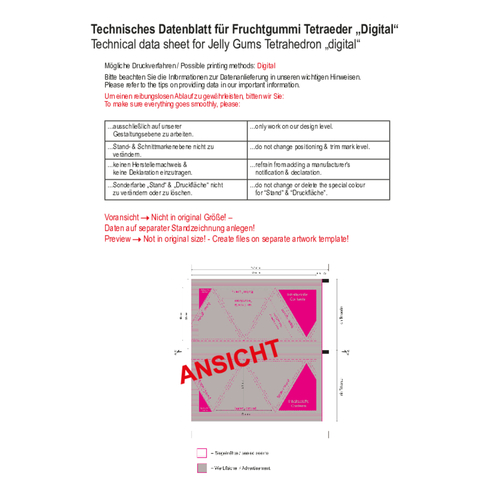 Fruchtgummi Tetraeder Trolli , Trolli, dunkelmagenta / schwarz, Folie, 7,00cm x 6,50cm (Höhe x Breite), Bild 3