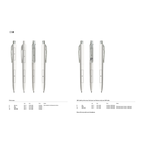 Prodir DS8 PRR Push Kugelschreiber , Prodir, weiß / sodalithblau, Kunststoff, 14,10cm x 1,50cm (Länge x Breite), Bild 2