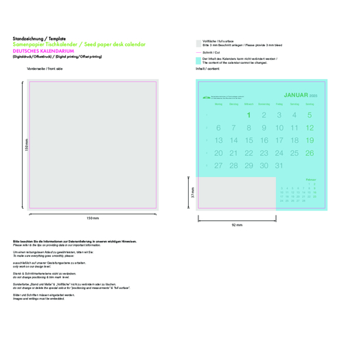 Samenpapier-Tischkalender - Weihnachten - Karotte , Papier, Saatgut, 8,00cm x 17,80cm x 14,50cm (Länge x Höhe x Breite), Bild 5