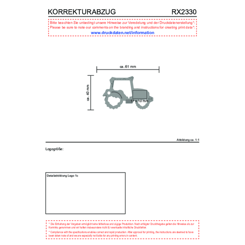 ROMINOX® Key Tool Tractor / Traktor (18 Funktionen) , Edelstahl, 6,10cm x 0,23cm x 4,00cm (Länge x Höhe x Breite), Bild 14