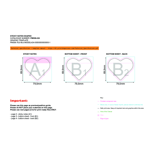 Bloc de notas adhesivas troquelado corazón, Imagen 2