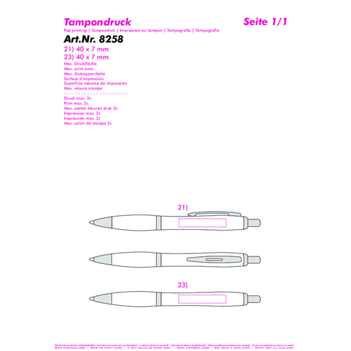 Druckkugelschreiber 'Alpha' , lila-transparent, ABS, 14,10cm (Länge), Bild 3