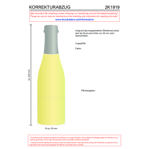 Promo Secco Piccolo - Flasche Klar , silber, Glas, 5,50cm x 20,00cm x 5,50cm (Länge x Höhe x Breite), Bild 5