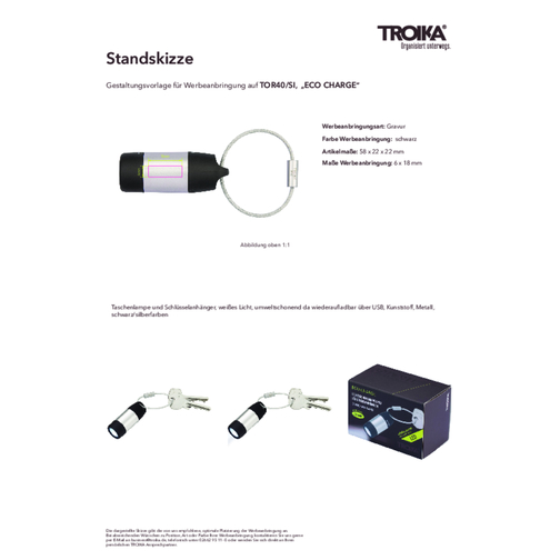 TROIKA Taschenlampe ECO CHARGE , Troika, schwarz, silberfarben, Kunststoff, Metall, 5,80cm x 2,20cm x 2,20cm (Länge x Höhe x Breite), Bild 6