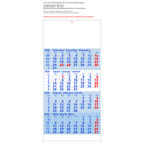 Quattro Mit Verlängerter Fussleiste , blau/rot, Papier, 60,00cm x 30,00cm (Höhe x Breite), Bild 2