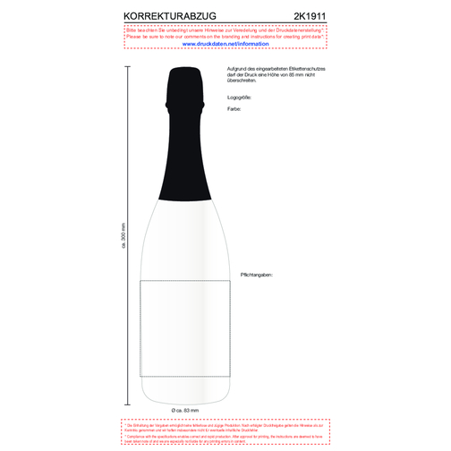 Sekt Cuvée - Flasche Weiß-lackiert , schwarz, Glas, 8,30cm x 30,00cm x 8,30cm (Länge x Höhe x Breite), Bild 7