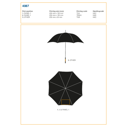 Parapluie grand golf en polyester 190T Beatriz, Image 2