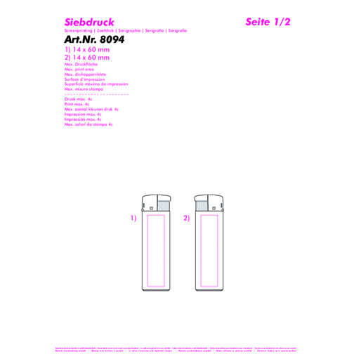 Elektronik-Feuerzeug 'Beta' , weiß, AS, 0,25cm x 0,81cm x 0,09cm (Länge x Höhe x Breite), Bild 4