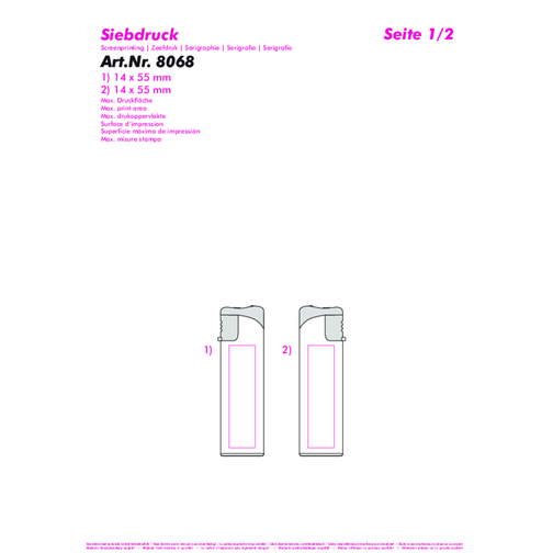 Elektronik-Feuerzeug 'Alpha' , weiß, AS, 0,25cm x 0,80cm x 0,09cm (Länge x Höhe x Breite), Bild 5